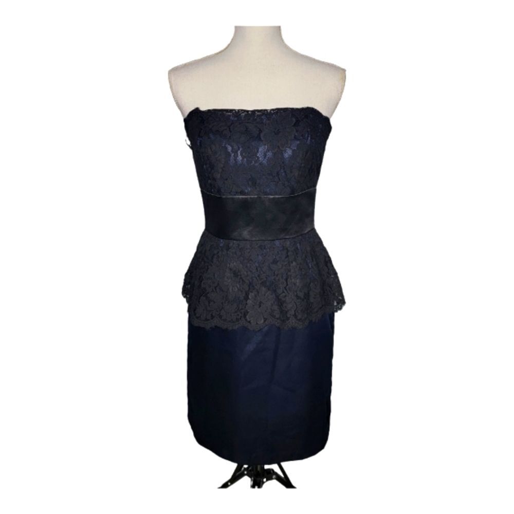 57 Grand Navy Blue & Black Lace Peplum Cocktail Dress Size 8 NWT Bridesmaid Prom